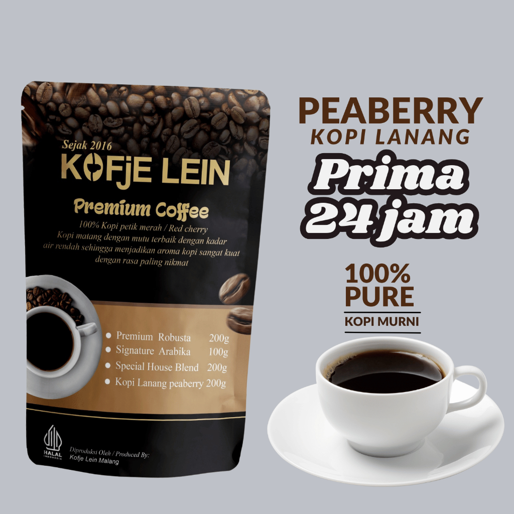 

Kopi Bubuk Lanang Peaberry Super Signature Coffee 200g