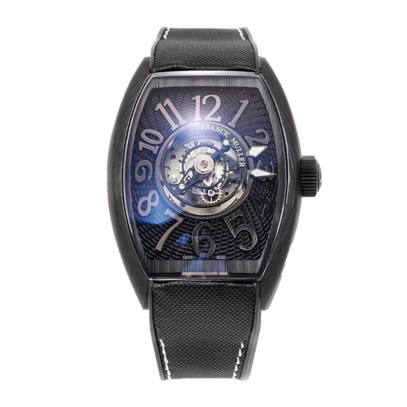 Jam Tangan Franck Muller Curvex Cintrée 40.15mm Baja Perak Kulit Hitam