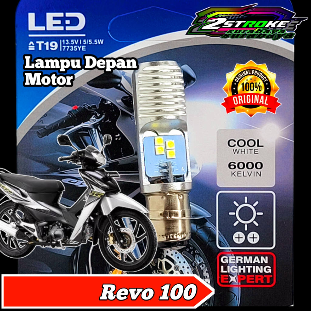 Lampu Depan Motor Honda Revo Lama LED Putih Ac/Dc 12Volt Pengganti Dop/Bohlam Standart WrT19