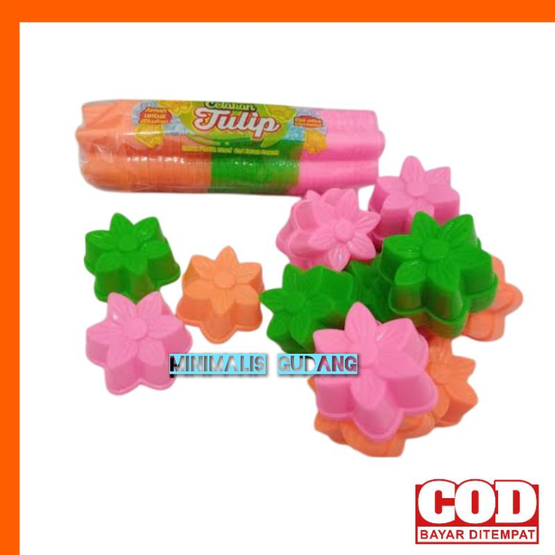 12pcs cetakan bunga tulip, cetakan putu ayu plastik bunga tulip