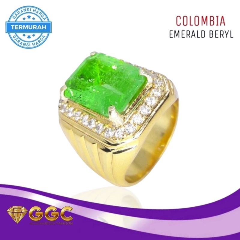 Cincin Batu Emerald Zambrud Beryl Colombia