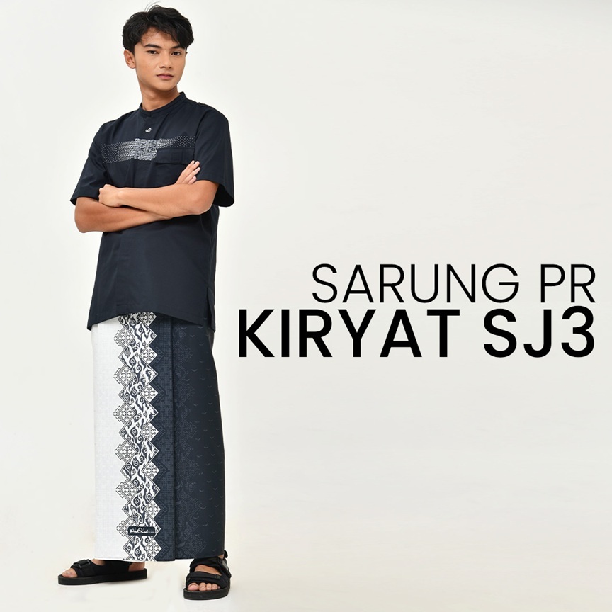 Sarung Rabbani Palestine PR Kiryat 110 Putih Hitam Motif Palestina Style