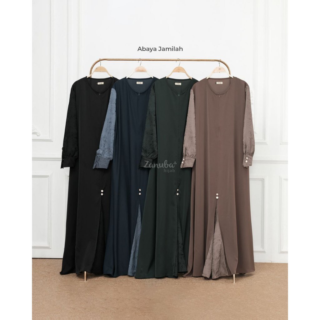 Jamilah Ied Series by Zanuba Jilbabsyarie Raya Couple Gamis Abaya Set Khimar Gamis Abaya Syari Lebar