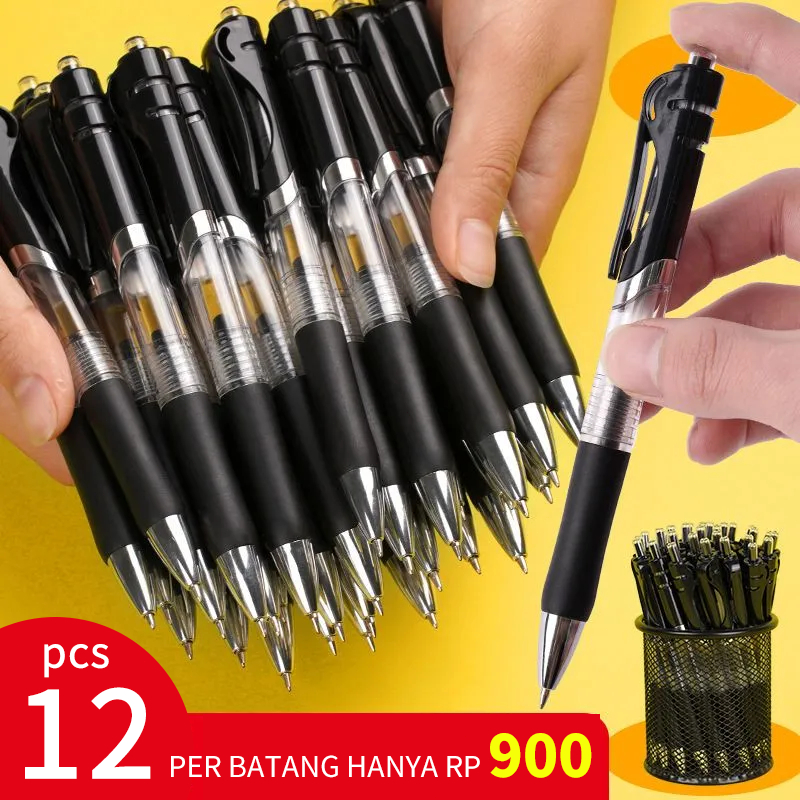 

Pulpen Gel 0.5 / Pulpen Cetek / Retractable pen / Round tip Bolpoin Sakira / Pulpen Hitam /