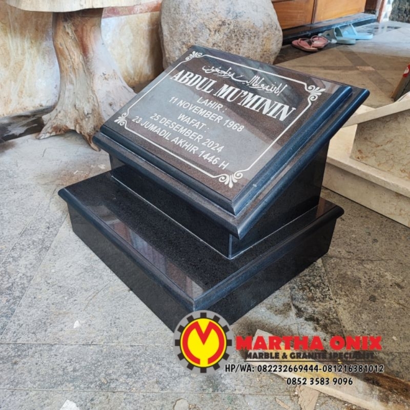 Batu Nisan Marmer Doble Plat, Maesan Batu Nisan Premium Bahan Marmer