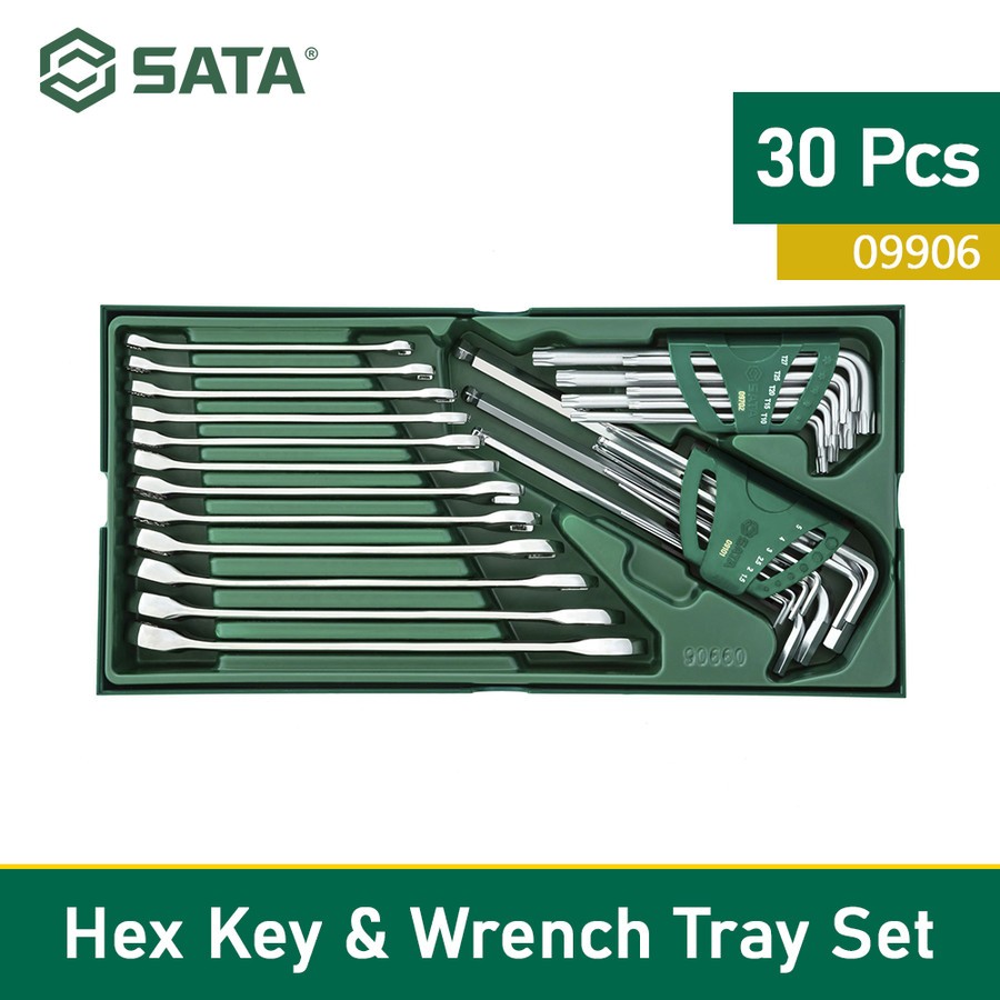 SATA -SATA Kunci Ring Pas + Kunci L 30 pcs Metric Tray Set 09906