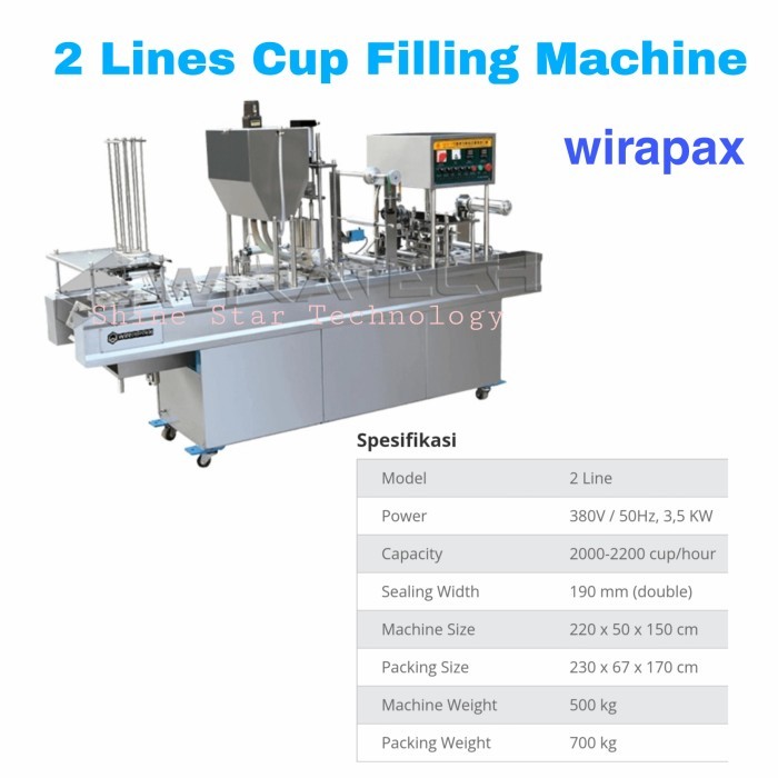 WIRAPAX Cup Filling 2 Line Auto Cup Filling Sealing Machine Mesin AMDK 2 Line CD-20A-2 WIRAPAX