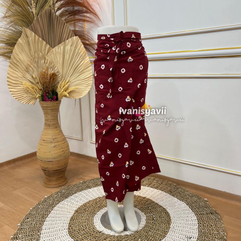Rok Lilit Motif Jumputan | Warna Marun dan Merah Cabe