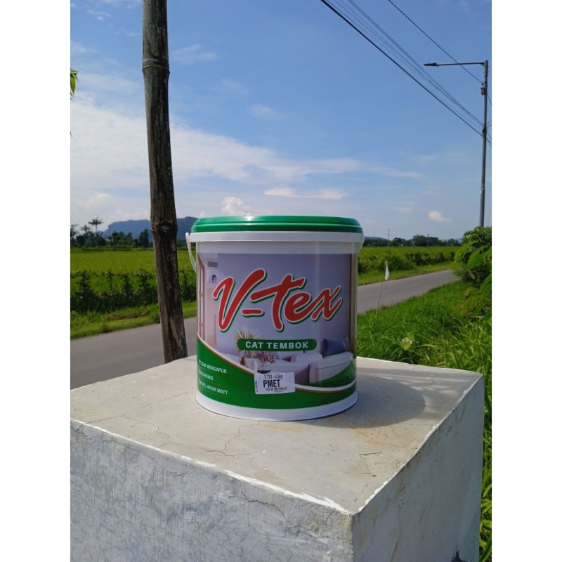 Cat Tembok V-tex 4,5 kg untuk interior badan exterior Pmet / putih salju | Vtex putih salju
