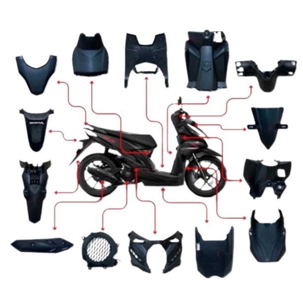 FULL SET BODY BEAT 2020 HITAM GLOSSY / FULL SET BODY BEAT DELUXE HITAM GLOSSY MERK WIN