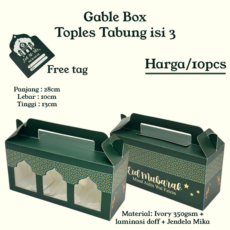 

10PCS Gable Box Lebaran Idul Fitri Dus Kue Kering Hampers Packaging Lebaran