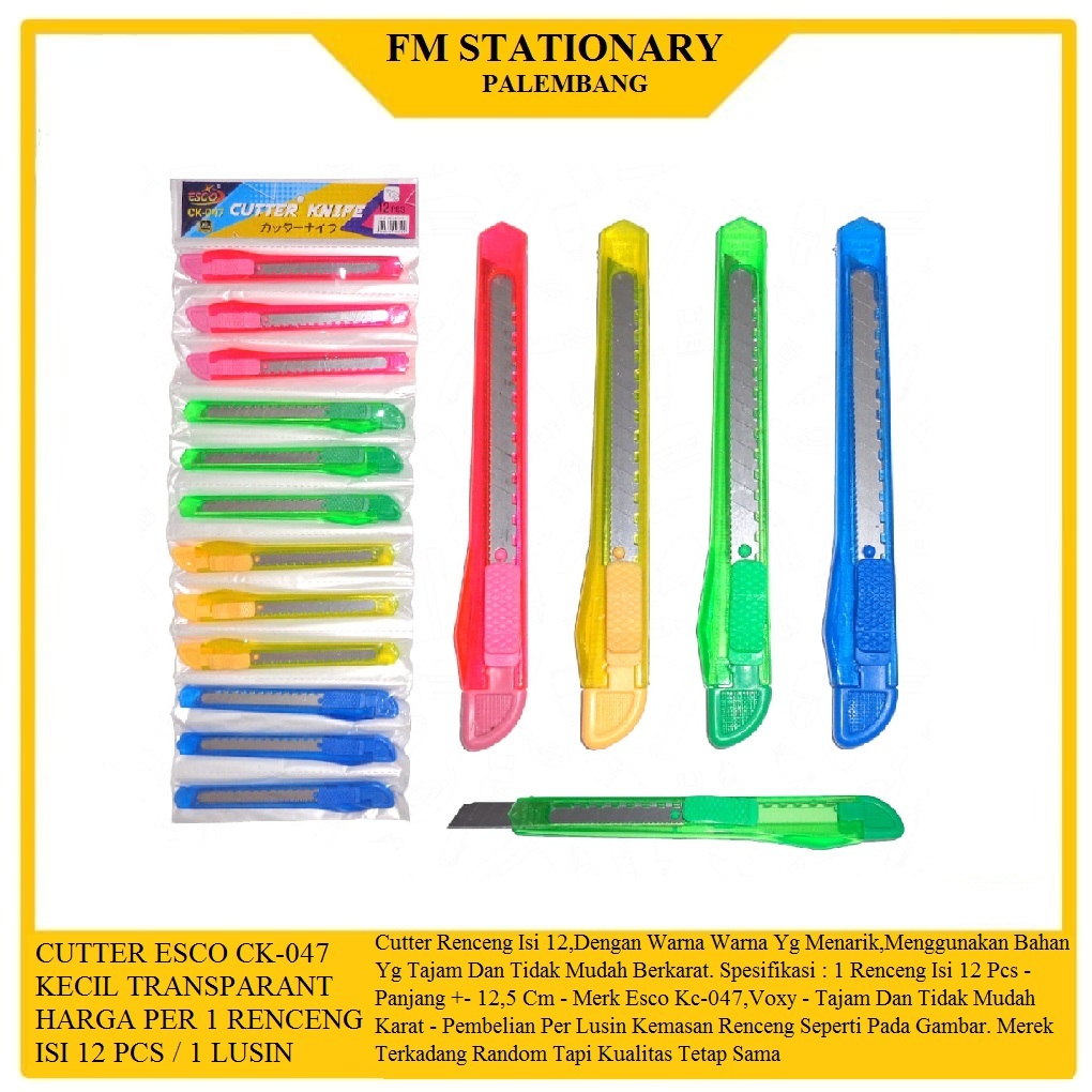 

CUTTER RENCENGAN TRANSPARAN BESAR dan KECIL isi 12pcs