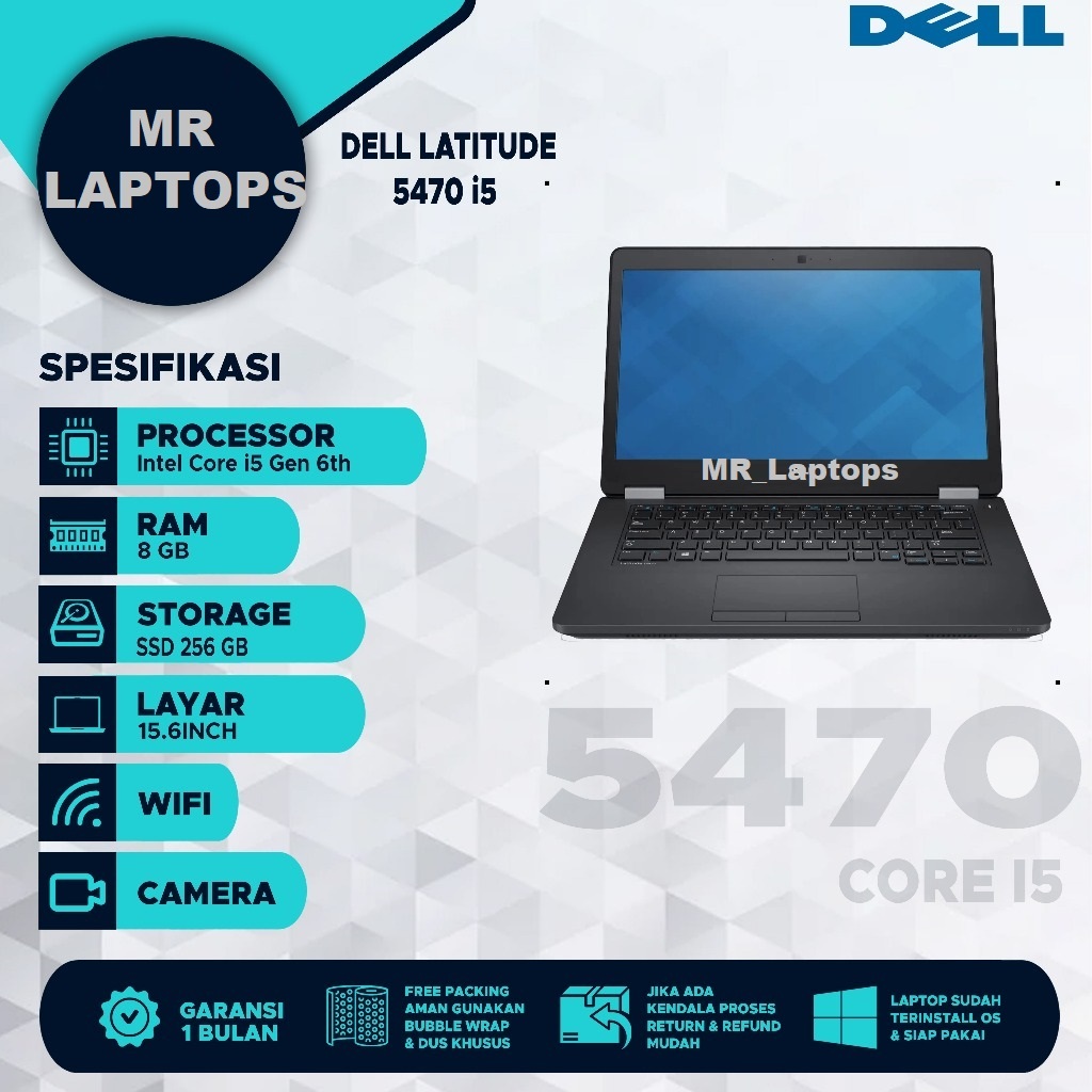 TERMURAHH  Laptop Dell Latitude 5470 i7 Gen 6 Ram 16GB/512GB SSD // Bonus Mouse & Tas