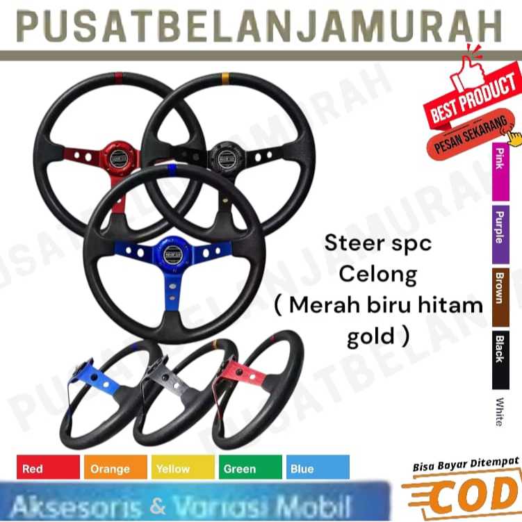 Stir Celong  Motif Carbon 14 inch Stir Racing Celong Carbon 14 Inch Universal Setir Racing Cekung Un