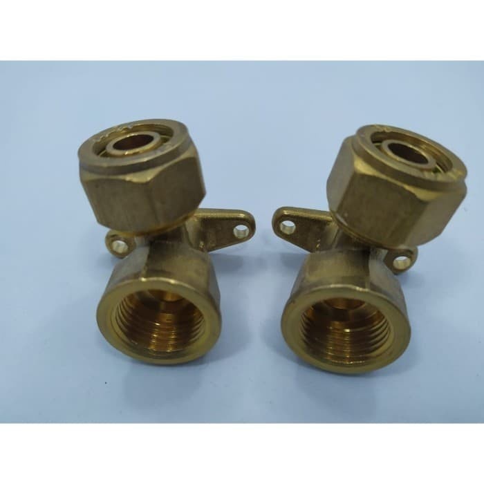 SOKET SAMBUNGAN AIR PANAS KUNINGAN - L DRAT DALAM WALL FLANGE AN