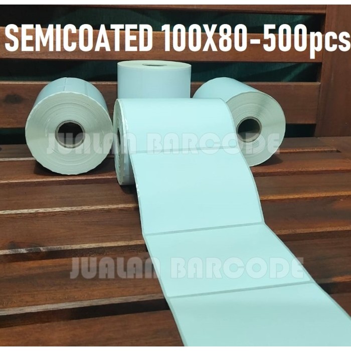 

LABEL STIKER SEMICOATED | SEMICODE UK 100x80 | 100 x 80 MM ISI 500 PCS CORE 1 INCH