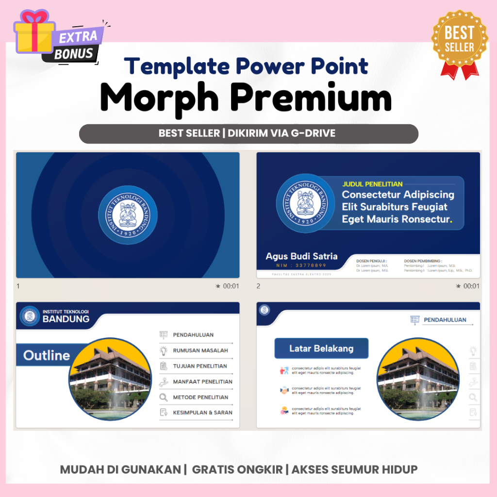 Template PPT Premium - Animasi Morph, Animasi Bergerak untuk Seminar & Sidang | PPT 1