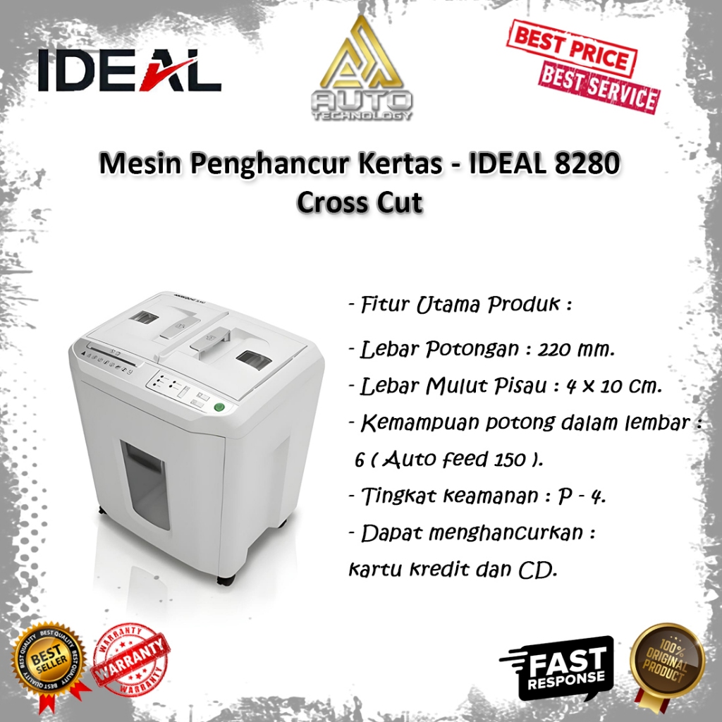 

Mesin Penghancur Kertas - IDEAL 8280 Cross Cut | SHREDCAT 8280 CC