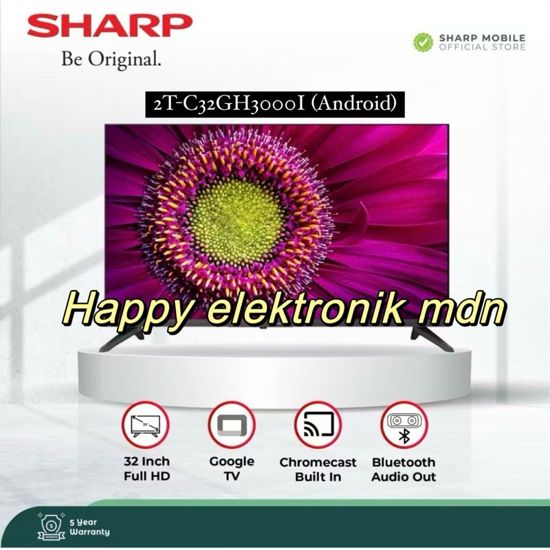 Sharp TV 2T-C32GH3000i LED Digital TV 32 Inch / Google Android TV 32 Inci