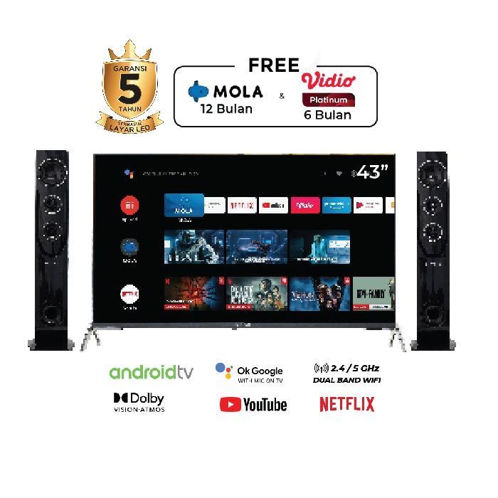 Polytron PLD43TA5055 Android TV Cinemax Soundbar 43inch khusus jabodetabek
