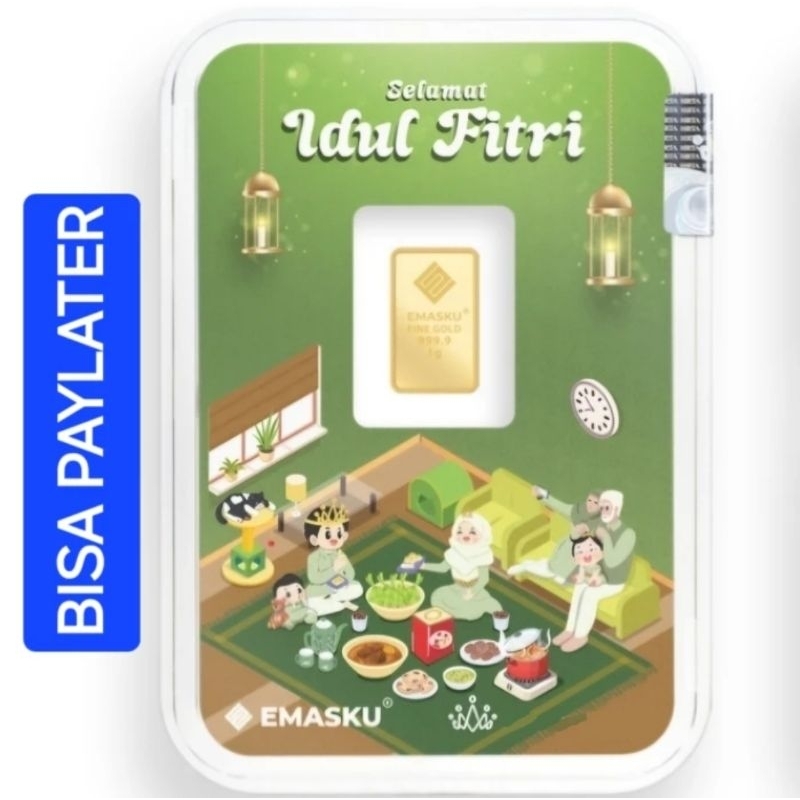 EMAS 1 GRAM LOGAM MULIA SATU GR KADO HADIAH LEBARAN HAMPERS UCAPAN SELAMAT IDUL FITRI MURNI 999 ASLI