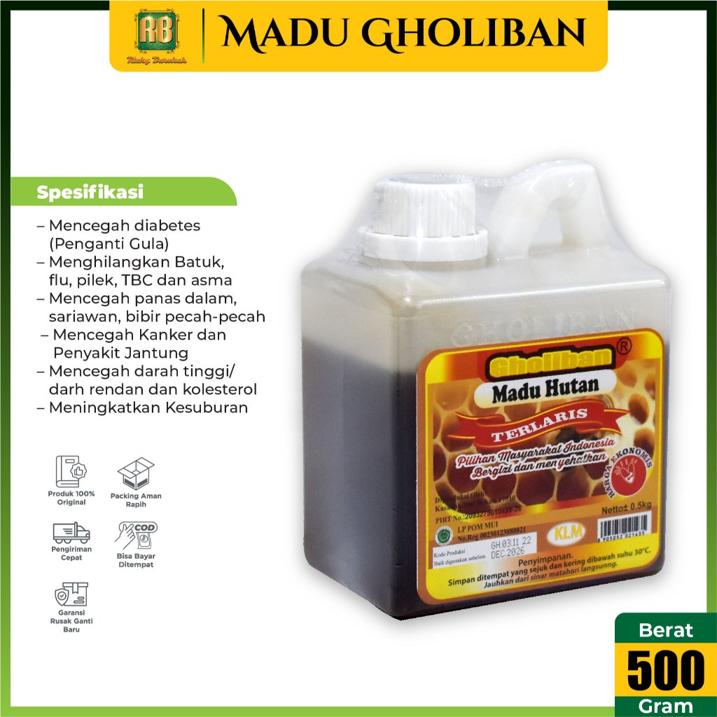 

Madu Hutan Gholiban Kalimantan 500gr Original BPOM Madu Ghaliban Goliban KLM Terlaris 500 Gram Setengah Kilo Asli Riau