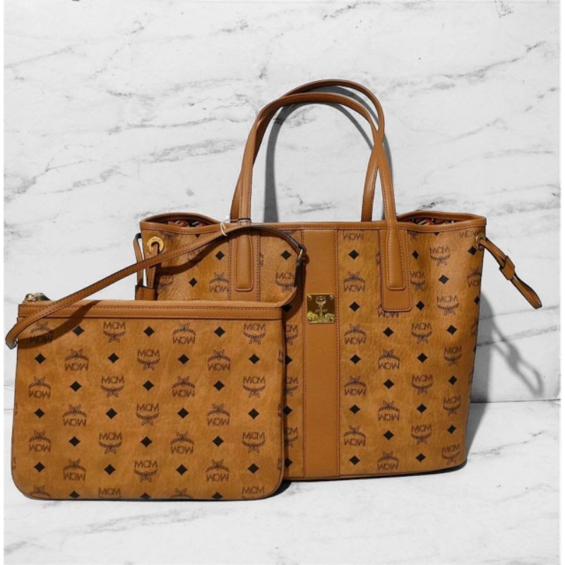 MCM Liz Shopper Reversible MEDIUM Cognac