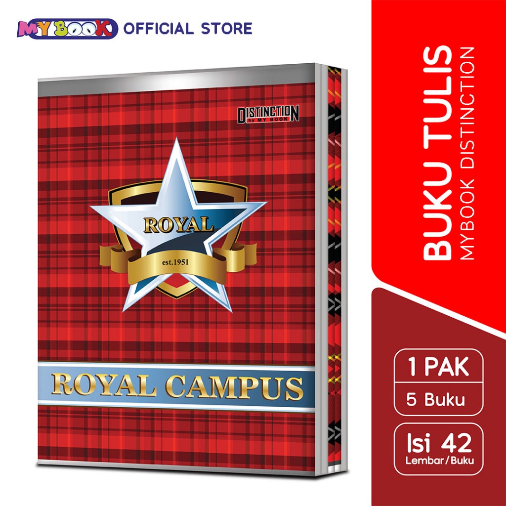 

My Book Distinction Buku Tulis Boxy Royal Campus Blue Series 42 Lembar - 5 Buku