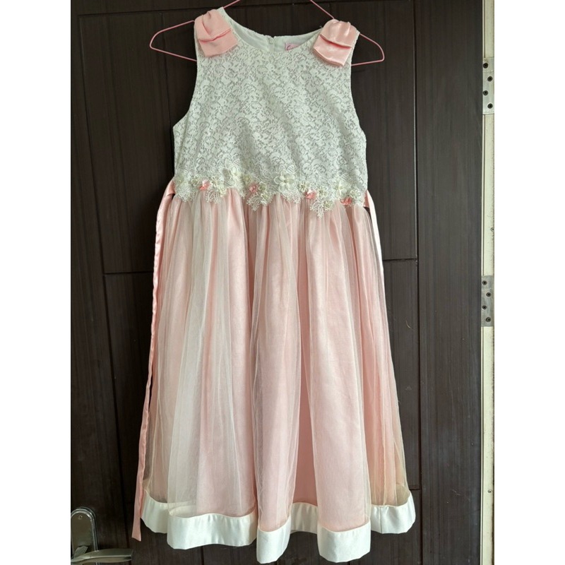 (Preloved) Dress Anak Putih Soft Pink Estrella