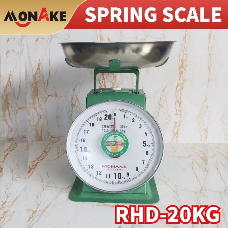 Timbangan VIETNAM HIJAU MONAKE RHD - 20kg Besi Stainless Jarum Analog Manual Duduk Sembako Telor Kue