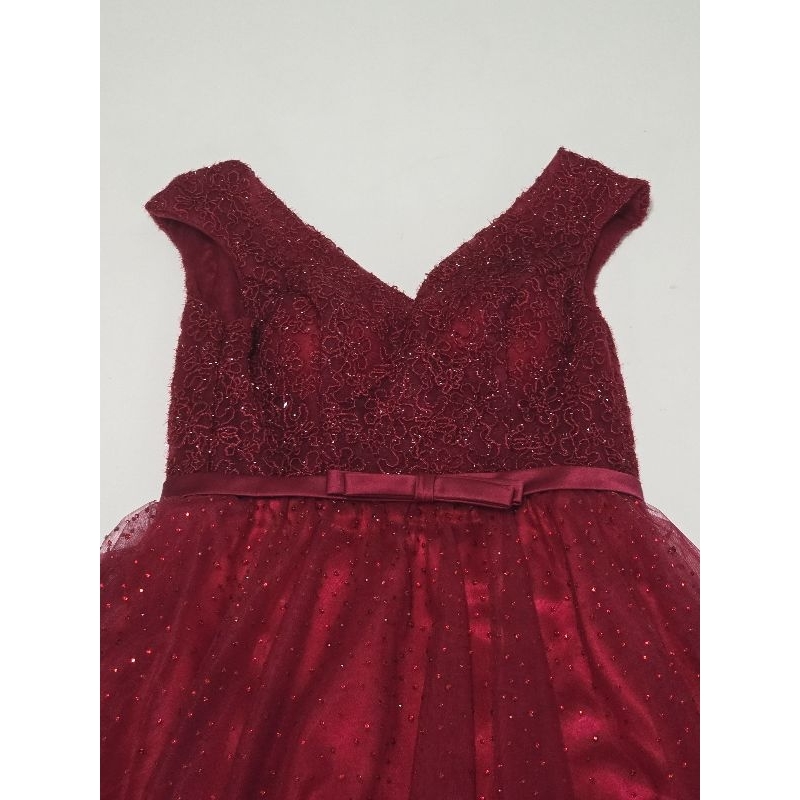 Gaun Wanita Dress Pesta Merah Maroon
