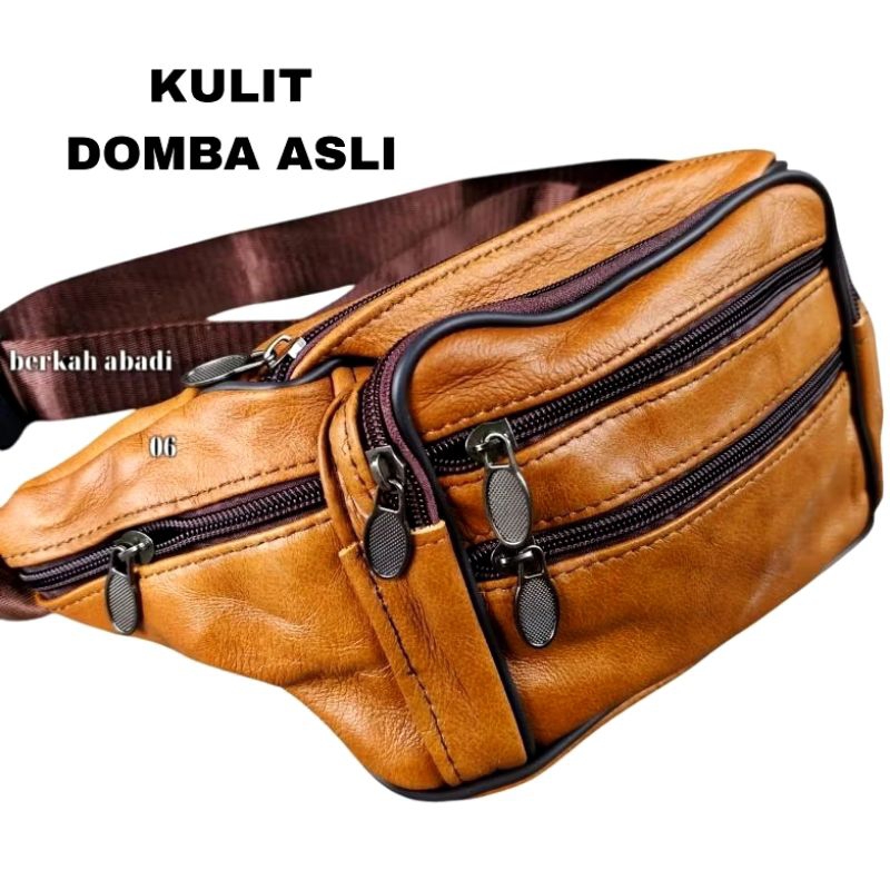 Tas slempang pria kulit domba asli Garut