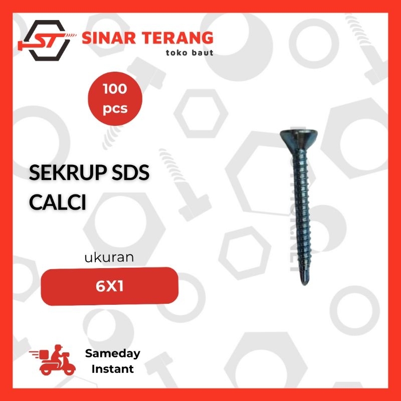 (100pcs) Sekrup Sds Calci 6x1 | Kalsiboard FH Greet 2.5cm | Sekrup Sds Calci 6x20x25