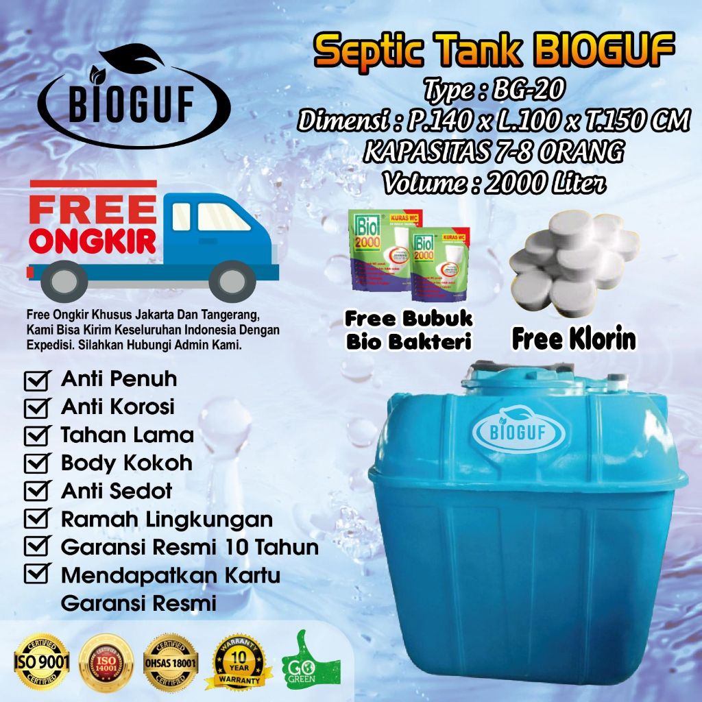 Septic Tank Bio 2000 Liter , bioguf septic tank