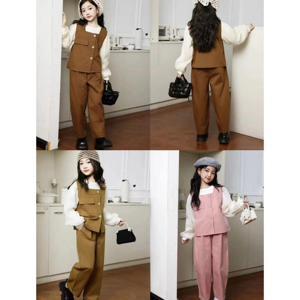 4-8 Tahun Setelan Anak Perempuan one set Anak Perempuan Elegan – Chic & Nyaman Setelan import anak m