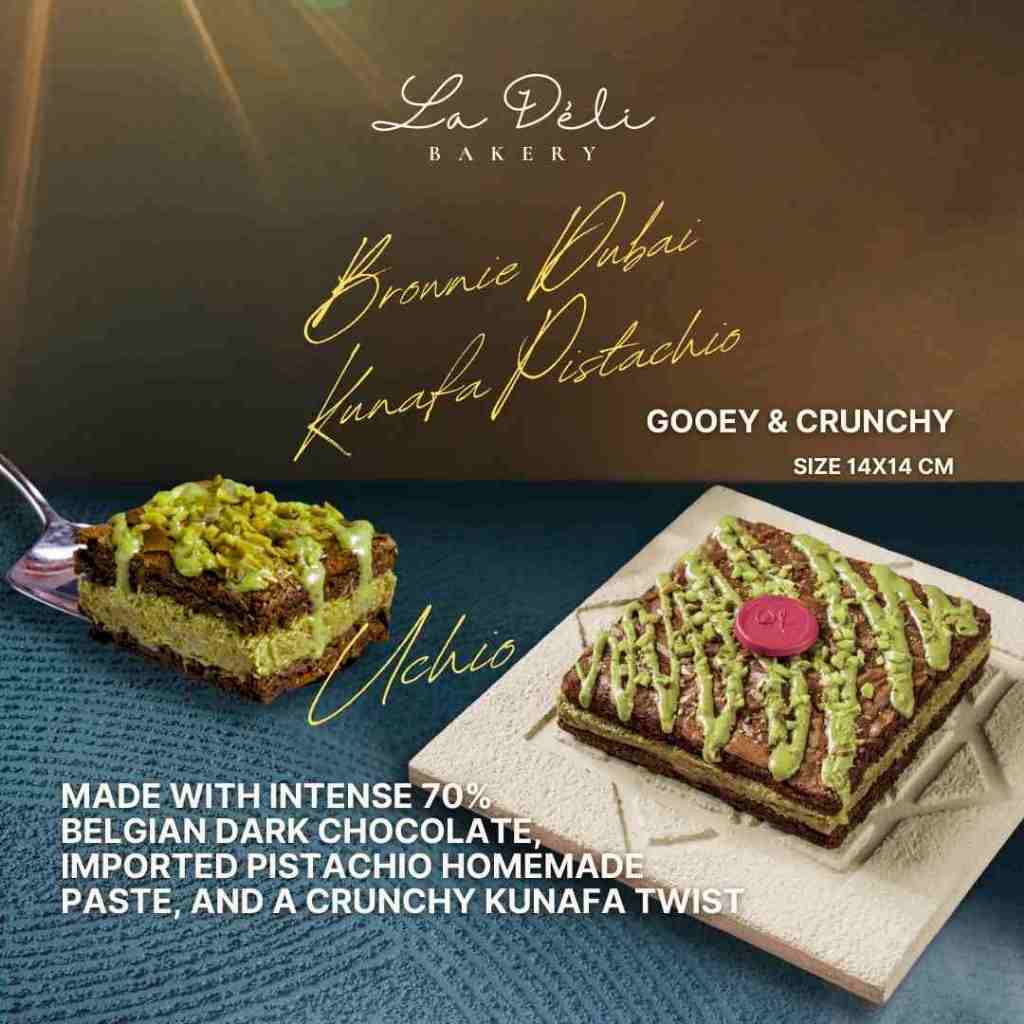 

500 gram Brownies Dubai Pistachio Kunafa Kataifi Chocolate Dark Brownie Bake 14x14 cm
