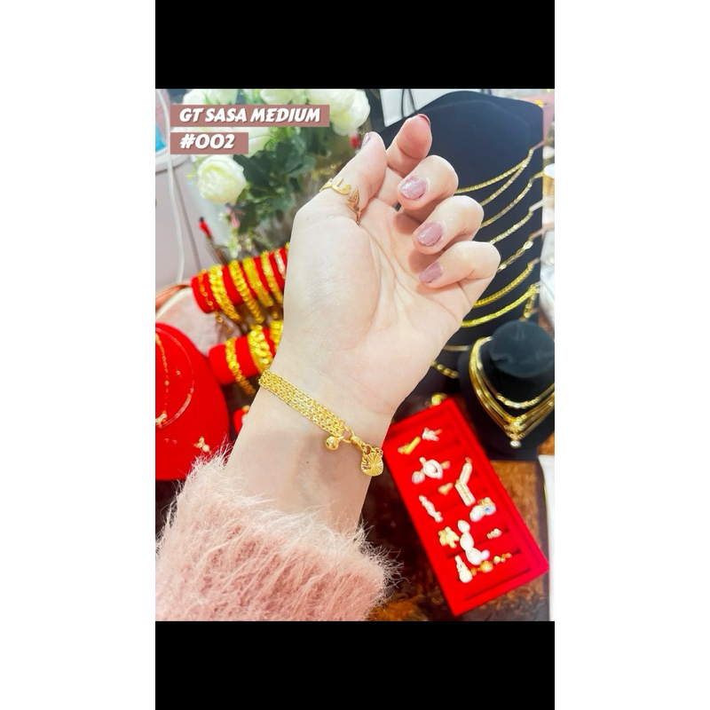 [GRATIS EMAS] Gelang Titanium HQ Lapis Emas Dubai & Bangkok 22K/24K