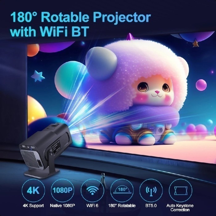 HY320 Pro/HY320/HY320mini Smart Projector 10000 Lumens Wifi Bluetooth Ultra HD Minimalis Dan