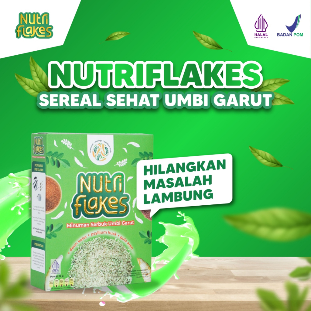 

[Paket 1 Box] Nutriflakes Sereal Umbi Garut Ampuh Atasi Gerd dan Maag Kronis 280gr