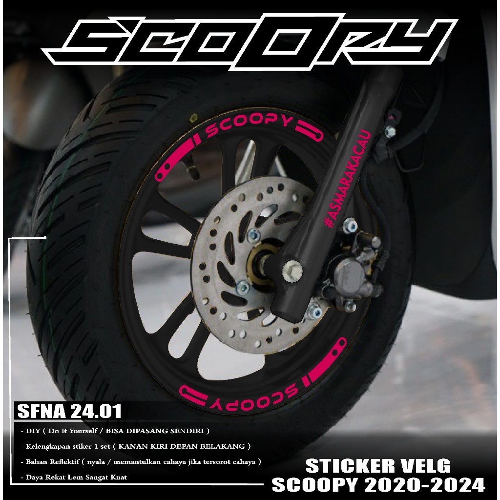 Sticker Cutting Velg SCOOPY  Free Stiker Aksesoris Cutting Sticker Velg Honda Scoopy 2020-2024 List 