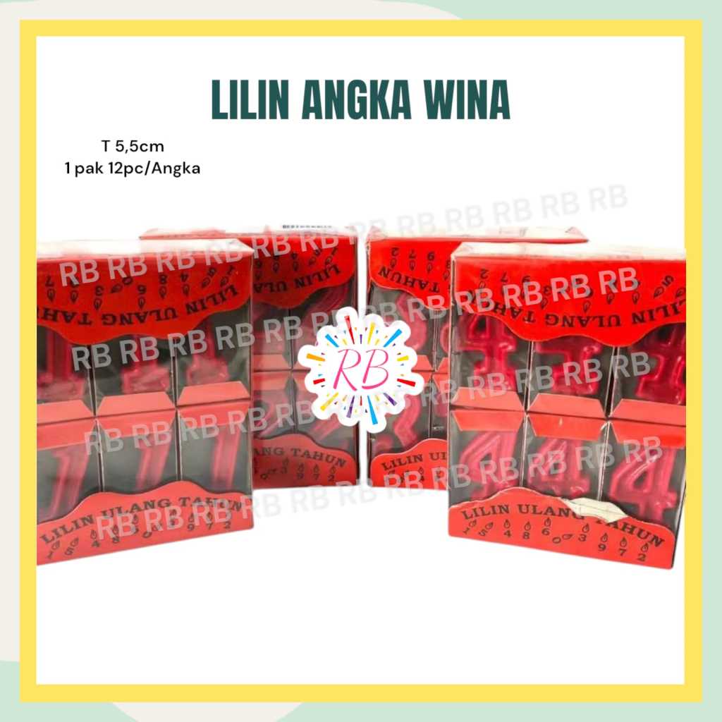 RB (12Pc) Lilin Angka Merah Lilin Angka Merah Putih Lilin Angka Merah Pak