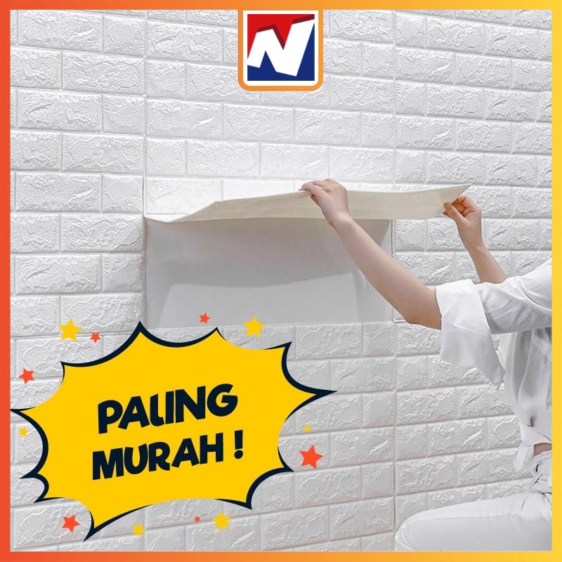 IN - Wallpaper Dinding Foam Timbul 3D Bata Classic Brick Walpaper Stiker Dinding Dekorasi Kamar Mura