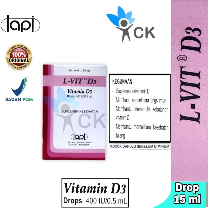 L-VIT L VIT D3 DROP BOTOL 15 ML suplemen vitamin d3 untuk bayi