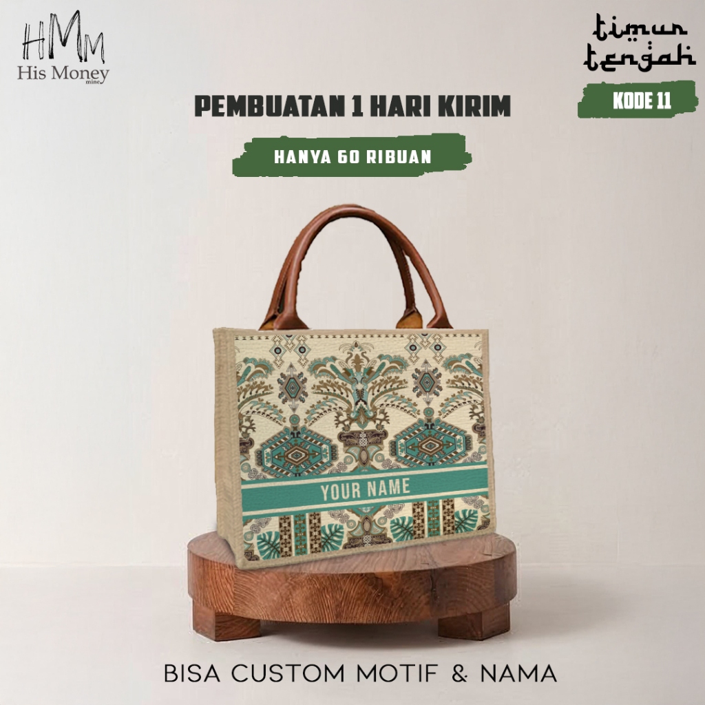 Totebag Custom Printing Tas Wanita Tas Custom Nama  Totebag Motif Etnik