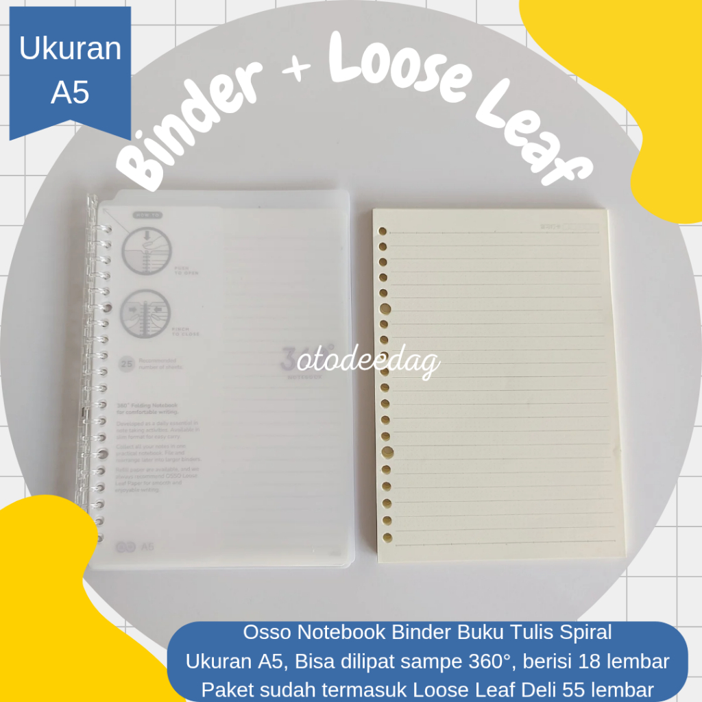 

Osso 360 Smart Ring Notebook Buku Tulis Catatan Binder Spiral A5 Slide Clear Transparan Transparent Cover