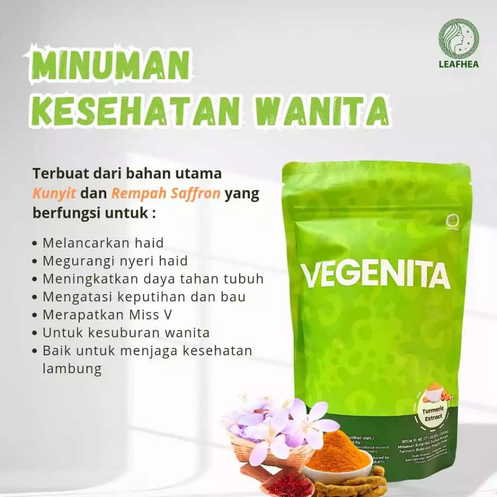 

VEGENITA MINUMAN KESEHATAN WANITA (TURMERIC BOTANICAL POWDER DRINK) By Leafhea 100% Original /1Pouch