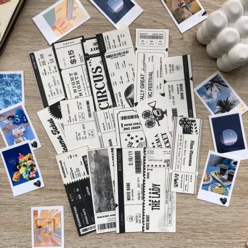 

Paper Deco Vintage - 14+2 pcs Paper Deco Vintage - BLACK & WHITE TICKET STYLE PAPER DECO VINTAGE / Ticket paper deco / journaling paper deco / paper deco ticket style / black and white paper deco