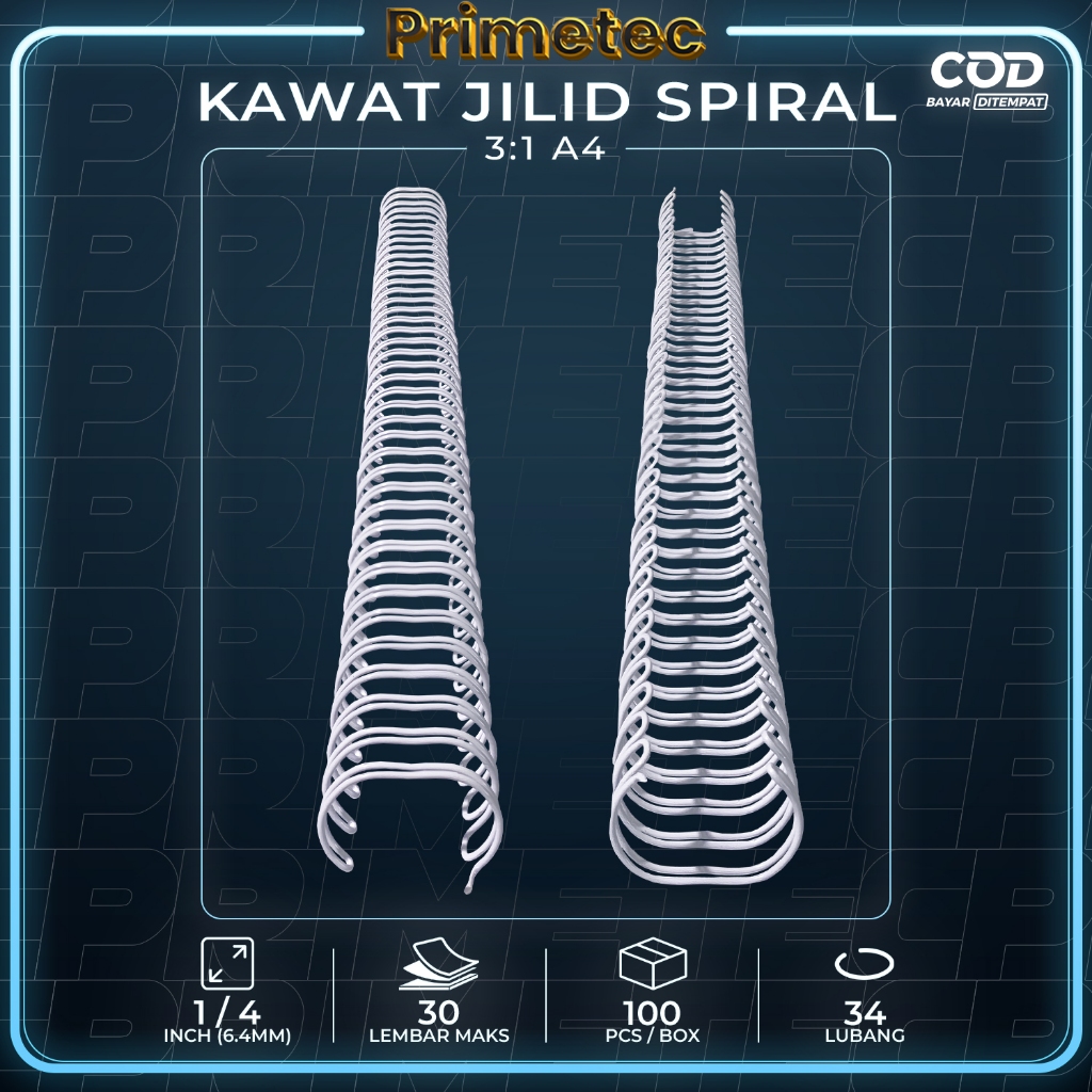 Ring Kawat Spiral Jilid Spiral A4 3:1 | 34 lubang Primetec