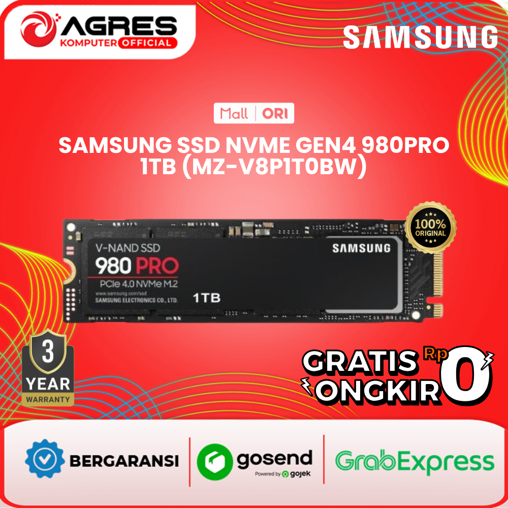 SAMSUNG SSD NVME GEN4 980PRO 1TB (MZ-V8P1T0BW) GARANSI RESMI 3 TAHUN