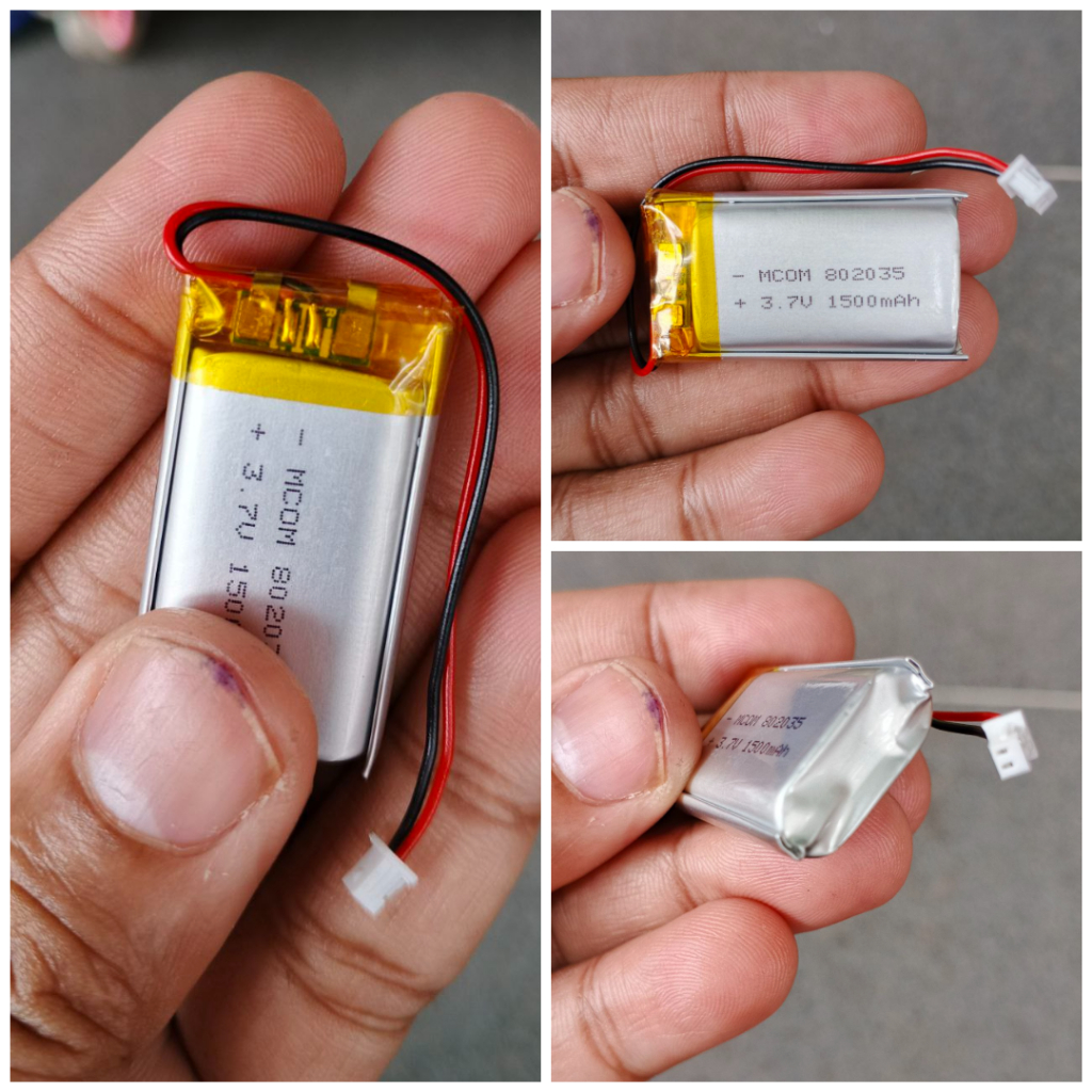 BATERAI SOKET KABEL 2 BATRE KABEL SOKET 2 PIN 802035 P 30MM L 20MM T 8MM 1500MAH FOR ELEKTRONIK PORT